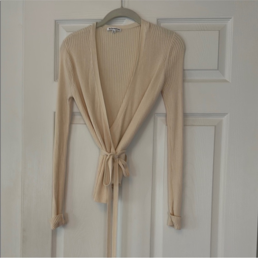 Reformation Wrap Sweater Size XS, Tencel/Linen Lightweight, Cream, EUC